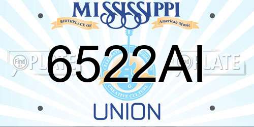 6522AI Mississippi License Plate