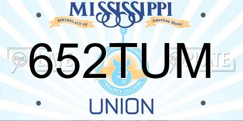 652TUM Mississippi License Plate