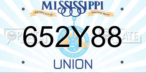 652Y88 Mississippi License Plate
