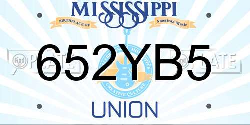 652YB5 Mississippi License Plate