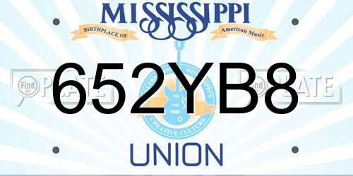 652YB8 Mississippi License Plate