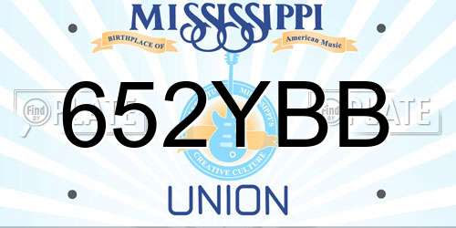 652YBB Mississippi License Plate