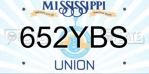 652YBS Mississippi License Plate