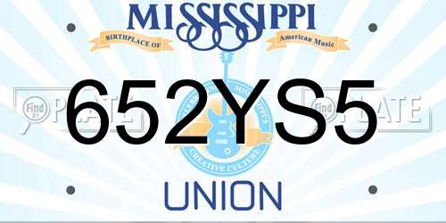 652YS5 Mississippi License Plate