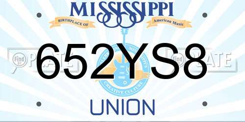 652YS8 Mississippi License Plate