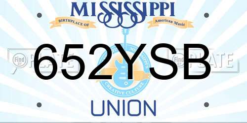 652YSB Mississippi License Plate