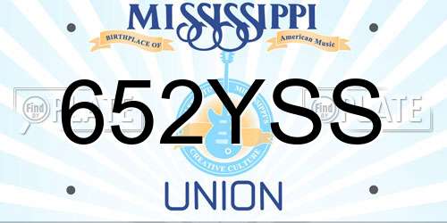 652YSS Mississippi License Plate