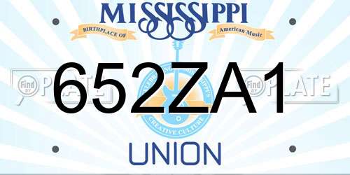 652ZA1 Mississippi License Plate