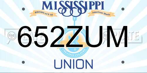 652ZUM Mississippi License Plate