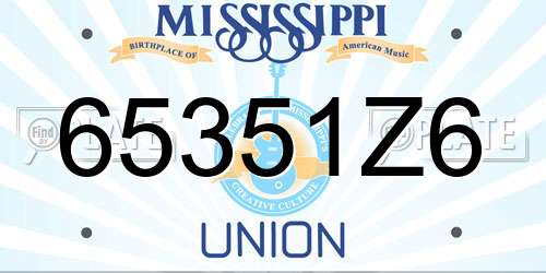 65351Z6 Mississippi License Plate