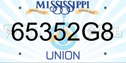 65352G8 Mississippi License Plate