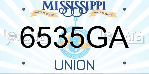 6535GA Mississippi License Plate