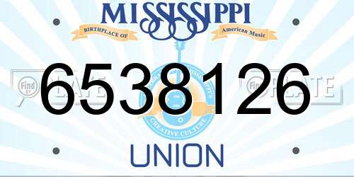 6538126 Mississippi License Plate