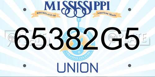 65382G5 Mississippi License Plate