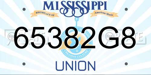65382G8 Mississippi License Plate