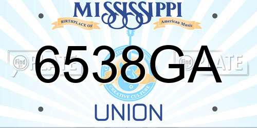 6538GA Mississippi License Plate