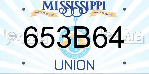 653B64 Mississippi License Plate