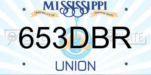 653DBR Mississippi License Plate