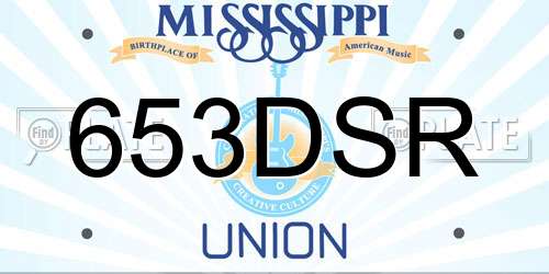 653DSR Mississippi License Plate