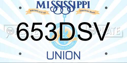 653DSV Mississippi License Plate
