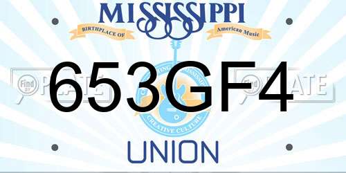653GF4 Mississippi License Plate