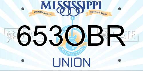 653OBR Mississippi License Plate
