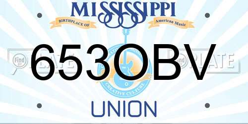653OBV Mississippi License Plate