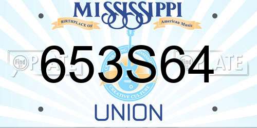 653S64 Mississippi License Plate