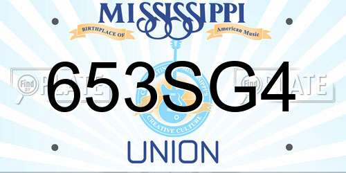 653SG4 Mississippi License Plate