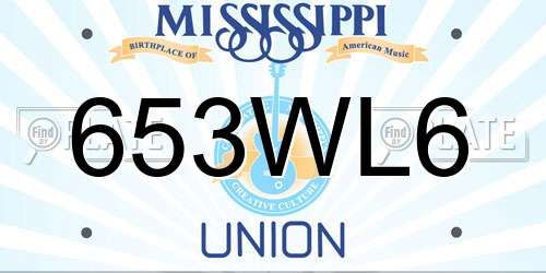 653WL6 Mississippi License Plate