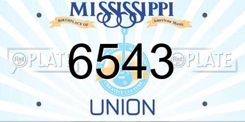 6543 Mississippi License Plate