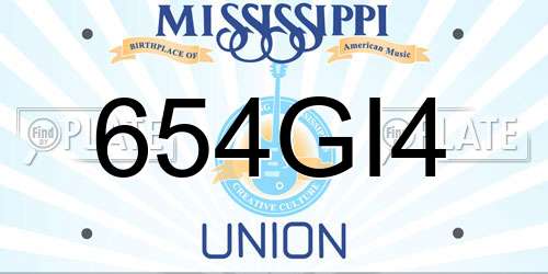 654GI4 Mississippi License Plate