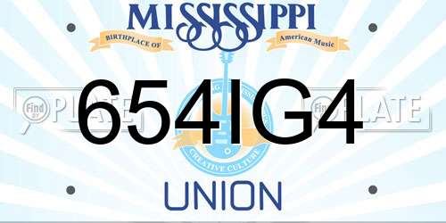654IG4 Mississippi License Plate