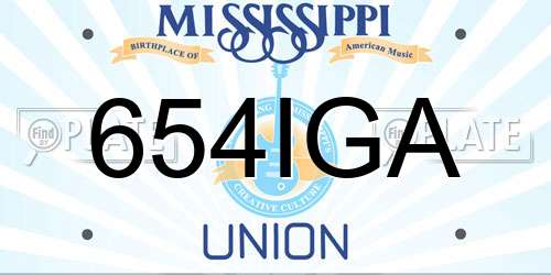 654IGA Mississippi License Plate