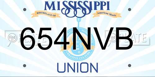 654NVB Mississippi License Plate