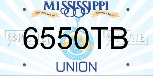 6550TB Mississippi License Plate