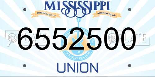 6552500 Mississippi License Plate