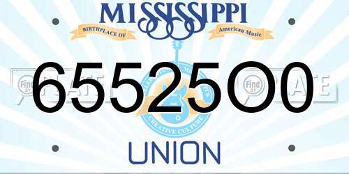 65525O0 Mississippi License Plate