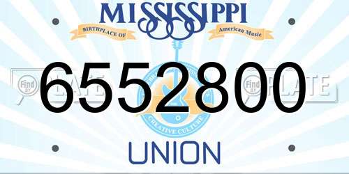 6552800 Mississippi License Plate