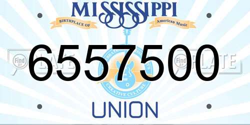 6557500 Mississippi License Plate