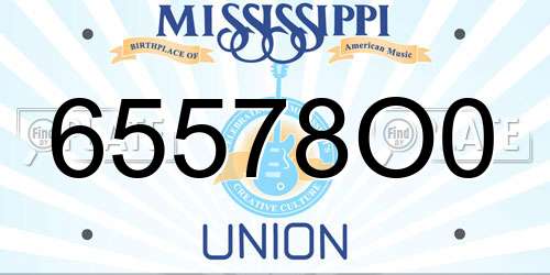 65578O0 Mississippi License Plate