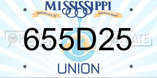 655D25 Mississippi License Plate