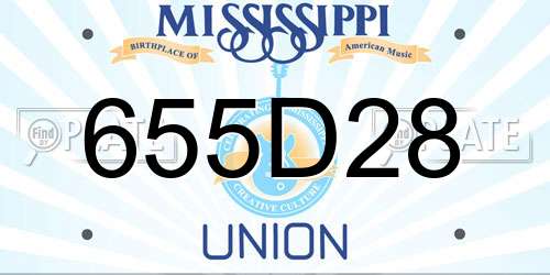 655D28 Mississippi License Plate