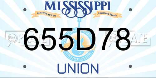 655D78 Mississippi License Plate