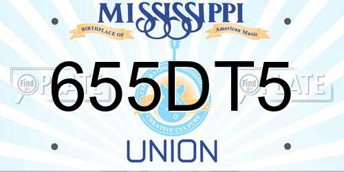 655DT5 Mississippi License Plate
