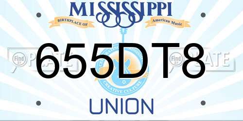 655DT8 Mississippi License Plate