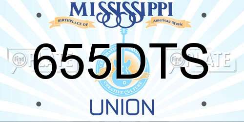 655DTS Mississippi License Plate