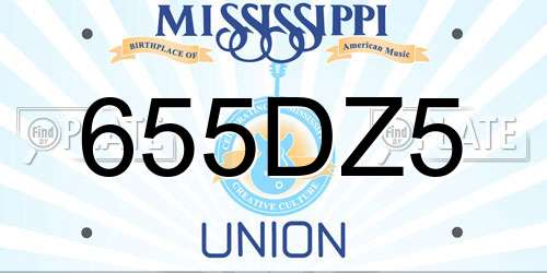 655DZ5 Mississippi License Plate