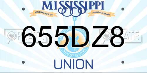 655DZ8 Mississippi License Plate