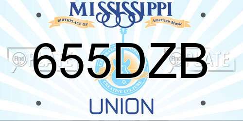 655DZB Mississippi License Plate